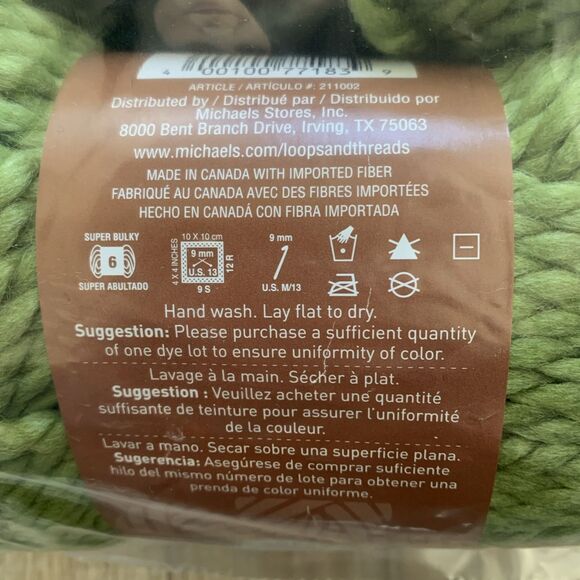 Lot Of 3 Skein Loops & Threads Cozy Wool Yarn Sweet Grass green 02222 - Picture 3 of 4